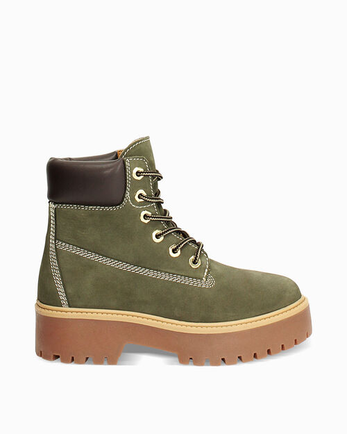 Polacchino verde in nabuk con tacco 4,8 cm, GREEN