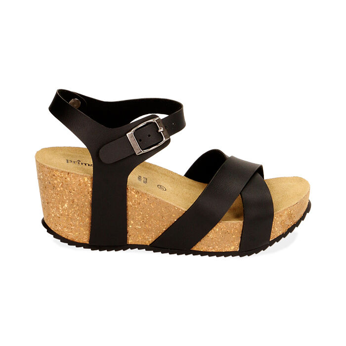 Sandalia plataforma negra, cuña 7 cm | Colección Primadonna Collection