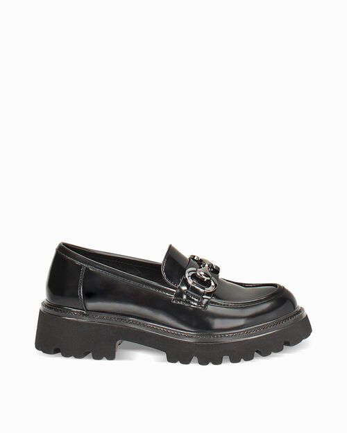 CHAUSSURES POUR FEMMES MOCASSINS SYNTHET, BLACK
