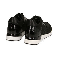 Sneakers noires en tissu technique, compensée 4 cm, Soldés, 162826824TSNERO036, 004 preview