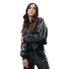 Giubbino nero con elastico, 246500359EPNEROL, 001a