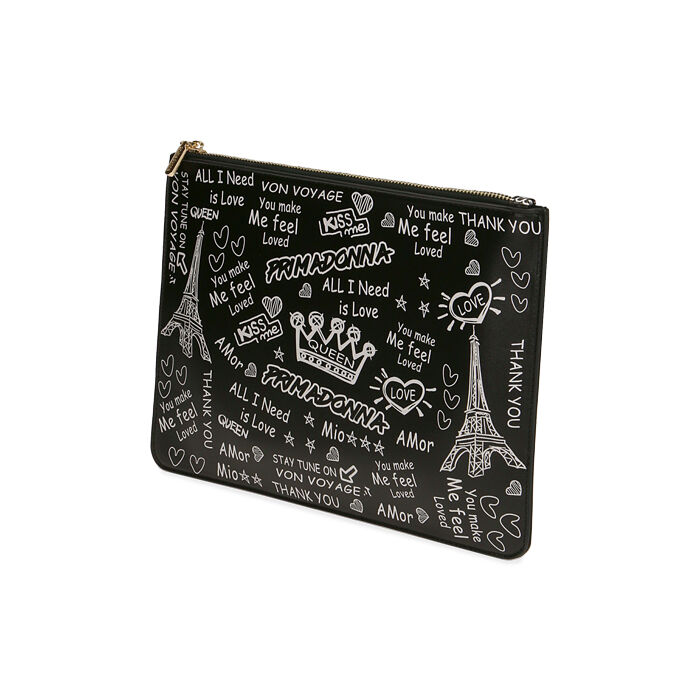 Pochette nera in raffia | Primadonna Collection