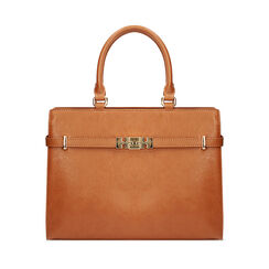 Sac &agrave; main cognac avec d&eacute;tails chics, Primadonna, 27D900672EPCOGNUNI, 001a