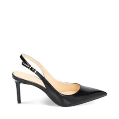 Décolleté slingback nere, tacco 7,6 cm, 232156704ABNERO035, 001a