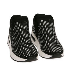 Slip-on nero/bianco in lycra con strass, Primadonna, 202816502LYNEBI036, 002a