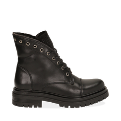 Anfibi neri in eco-pelle con gambale sagomato, Scarpe, 140618196EPNERO036, 001a