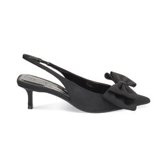 Décolleté slingback donna nere con fiocco, tacco 5,5 cm, Primadonna, 252115911LYNERO035, 001 preview