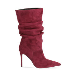 Bottines bordeaux en microfibre avec talon de 10 cm, Primadonna, 262104527MFBORD035, 001a