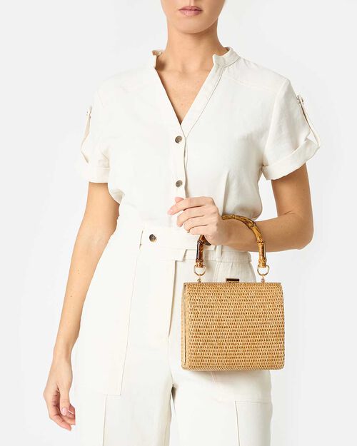 BAG MINI BAG RAFIA CAME, CAMEL