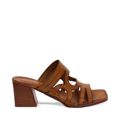 Mules open toe cognac tacco 7 cm, Scarpe, 277253478VACOGN035, 001a