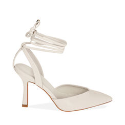 Décolleté lace-up bianche, tacco 9,5 cm, Primadonna, 212126304EPBIAN035, 001a