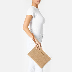 Pochette femme beige en raphia, Primadonna, 255125738RFBEIGUNI, 002a