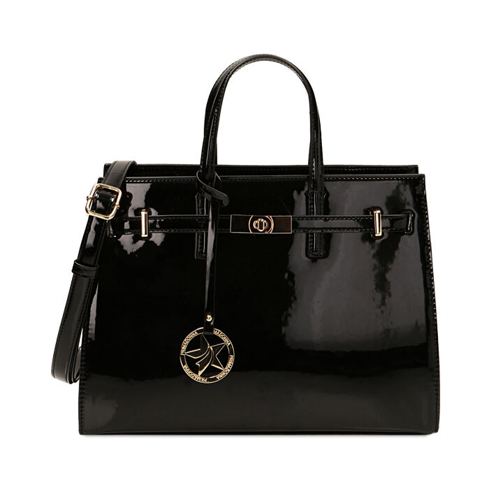 Borsa a mano nera in vernice, Primadonna, 245731833VENEROUNI