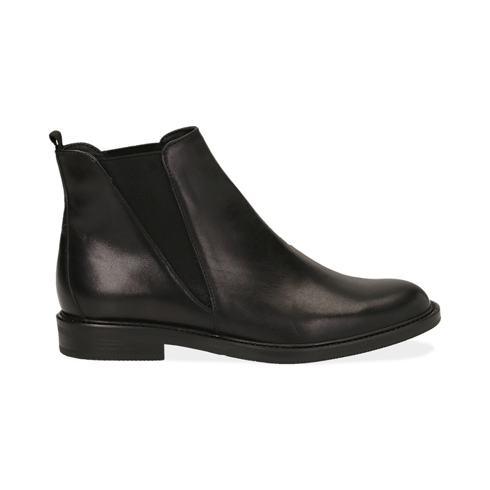 Chelsea boots neri in vera pelle, Stivaletti, 147729504PENERO036