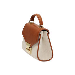 Mini bag donna beige in canvas a trapezio, Primadonna, 255130086CABEIGUNI, 003 preview