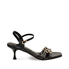 Sandalo donna nero in vernice, tacco 5,5, cm, Primadonna, 254923913VENERO035, 001a