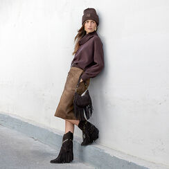 Bota de gamuza marrón oscuro con tacón de 5 cm, Primadonna, 26B800515CMMORO036, 002 preview