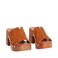 WOMEN SHOES CLOG SUEDE COGN, Primadonna, 254990101CMCOGN035, 002a