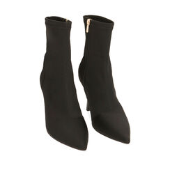Ankle boots neri in lycra, tacco 8,5 cm , 202162809LYNERO035, 002a
