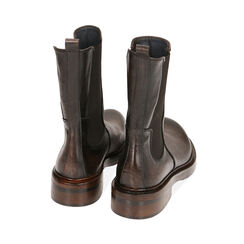 Botines Chelsea de piel marrón oscuro, tacón de 3,5 cm, Primadonna, 205317307PEMORO039, 003 preview