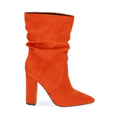 Ankle boots arancio in microfibra, 10,5 cm , Soldés, 182134130MFARAN035, 001 preview