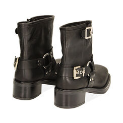 Biker nero in pelle, tacco 4,8 cm, Primadonna, 227277300PENERO037, 003 preview