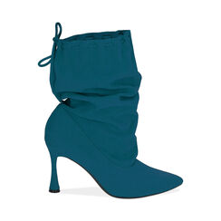 Ankle boots petrolio in microfibra, 8,5 cm , Soldés, 182180110MFPETR035, 001 preview