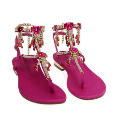 Sandalias chanclas joya fucsia de raso, Primadonna, 194909992RSFUCS036, 002a