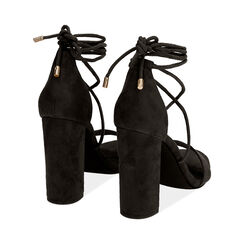 Sandali lace-up neri in microfibra, tacco 10,5 cm , Ultime occasioni, 192760851MFNERO037, 003 preview
