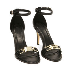 Sandali neri con staffa, tacco 9,5 cm , Primadonna, 192113602EPNERO036, 002a