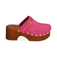 Clogs fucsia in camoscio, tacco 6 cm , Primadonna, 194305215CMFUCS035, 001 preview