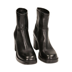 Stivaletti neri in pelle, tacco 8,4 cm, Primadonna, 22B814404PENERO035, 002 preview