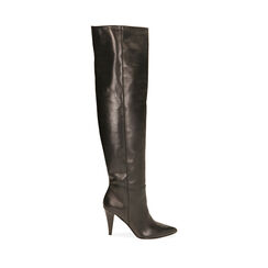 Cuissardes noires en cuir, talon 10 cm , Primadonna, 20L660045PENERO035, 001a