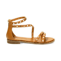 Sandali bassi cognac con borchie, Ultime occasioni, 234922854EPCOGN035, 001 preview