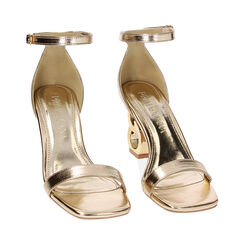 Sandali oro in laminato, tacco scultura 7,7 cm, Ultime occasioni, 234961501LMOROG035, 002 preview
