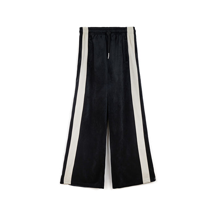 Pantalone tuta in velluto nero e panna, Primadonna, 261824050VLNEPAM