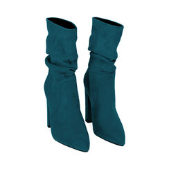 Ankle boots petrolio in microfibra, tacco 10,5 cm , SALDI, 182134130MFPETR036, 002 preview