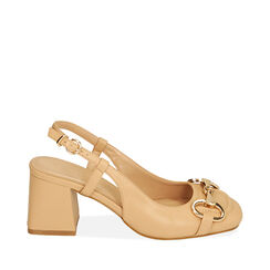 Décolleté slingback beige con staffa, tacco 6,5 cm, Primadonna, 214931410EPBEIG036, 001a