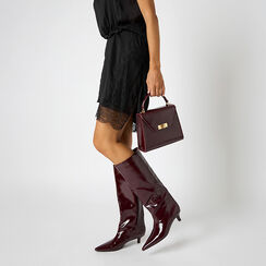 Bottes bordeaux en cuir verni avec talon de 4,3 cm, Primadonna, 264959501NPBORD036, 003 preview