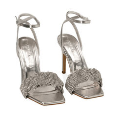 Sandali argento con strass, tacco 10,5 cm , 192113705LMARGE036, 002a