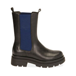 Botines chelsea negro / azul, tacón 5 cm, Special Price, 180610101EPNEBL037, 001a