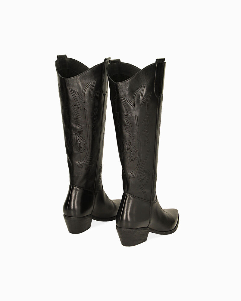 Botas texanas negras de cuero image number null