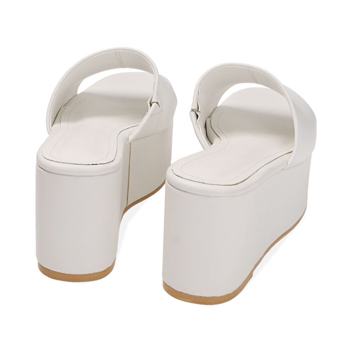 Ciabatte donna bianche zeppa 8 cm Primadonna Collection