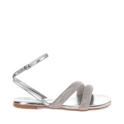 Sandali bassi donna argento in laminato con pietre, Primadonna, 254992802LPARGE035, 001a