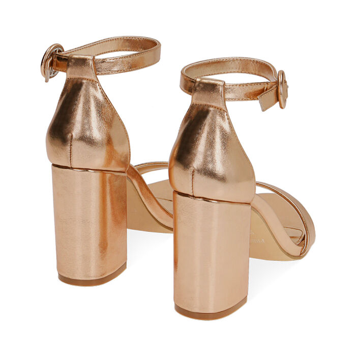 Sandali donna rosa oro laminato tacco 9 cm Primadonna Collection