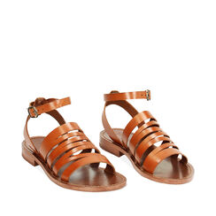 WOMEN SHOES FLAT COW LEATHER COGN, Primadonna, 23B814027VACOGN035, 002a