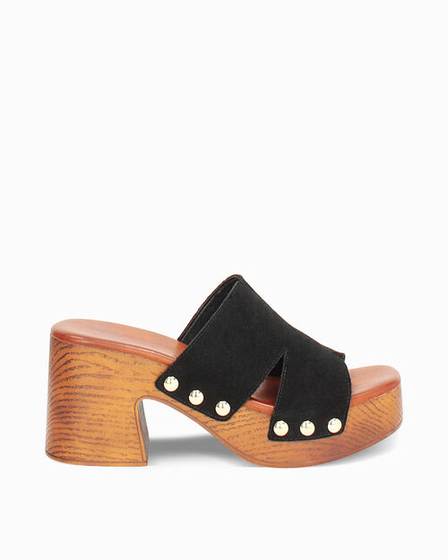 WOMEN SHOES CLOG SUEDE NERO, BLACK