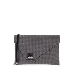Pochette nera-argento in microfibra con pietre, 245126012MPNEARUNI, 001a