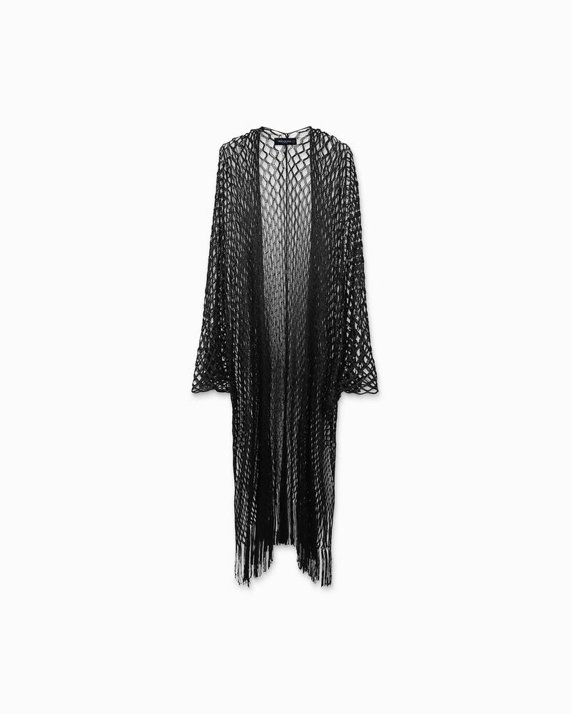 Poncho mujer negro en tela image number null
