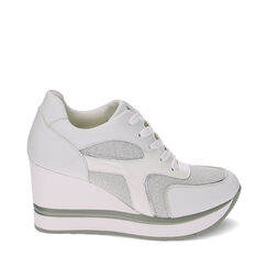 Sneakers plateau bianche, 232811616EPBIAN036, 001a